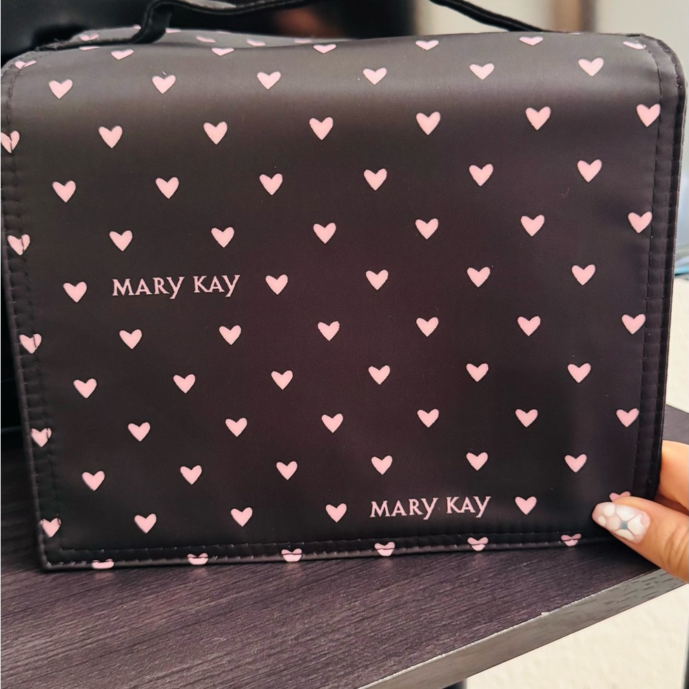Mary Kay Black and Pink Cosmetic Bag with Heart Design